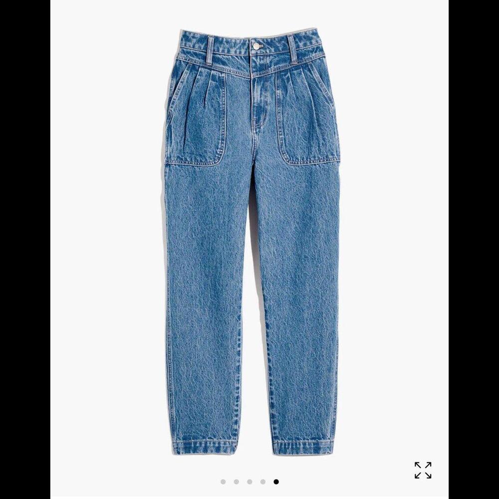 Madewell Baggy Pleated Tapered High Rise Denim Jeans Springdale Blue Wash Sz 25